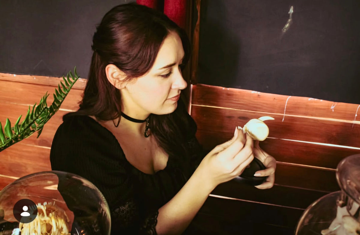 Mortimer & Gaunt maker working with a fantasy skull specimen